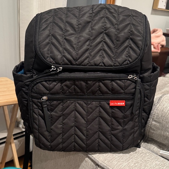 Skip Hop Quilted Black Diaper Backpack - Picture 1 of 6